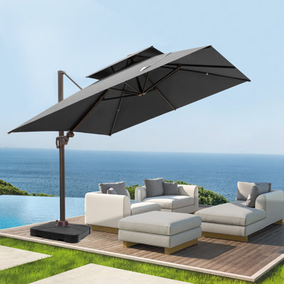  Mettawa 11' Cantilever Umbrella with Crank Lift , Counter Weights Included