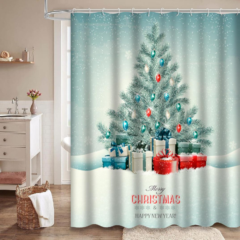 Rideau de douche avec 12 crochets Snow Tree Winter, L 72 po x l 78 po
