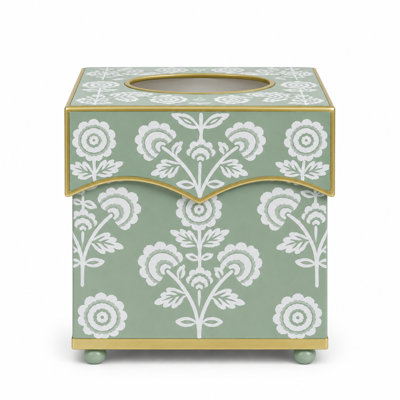 Green Floral Tissue Holder