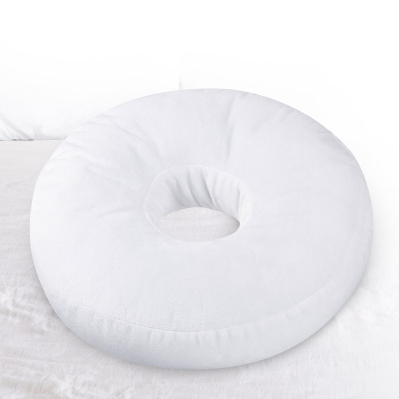  Housse de coussin rond et insert, Blanc