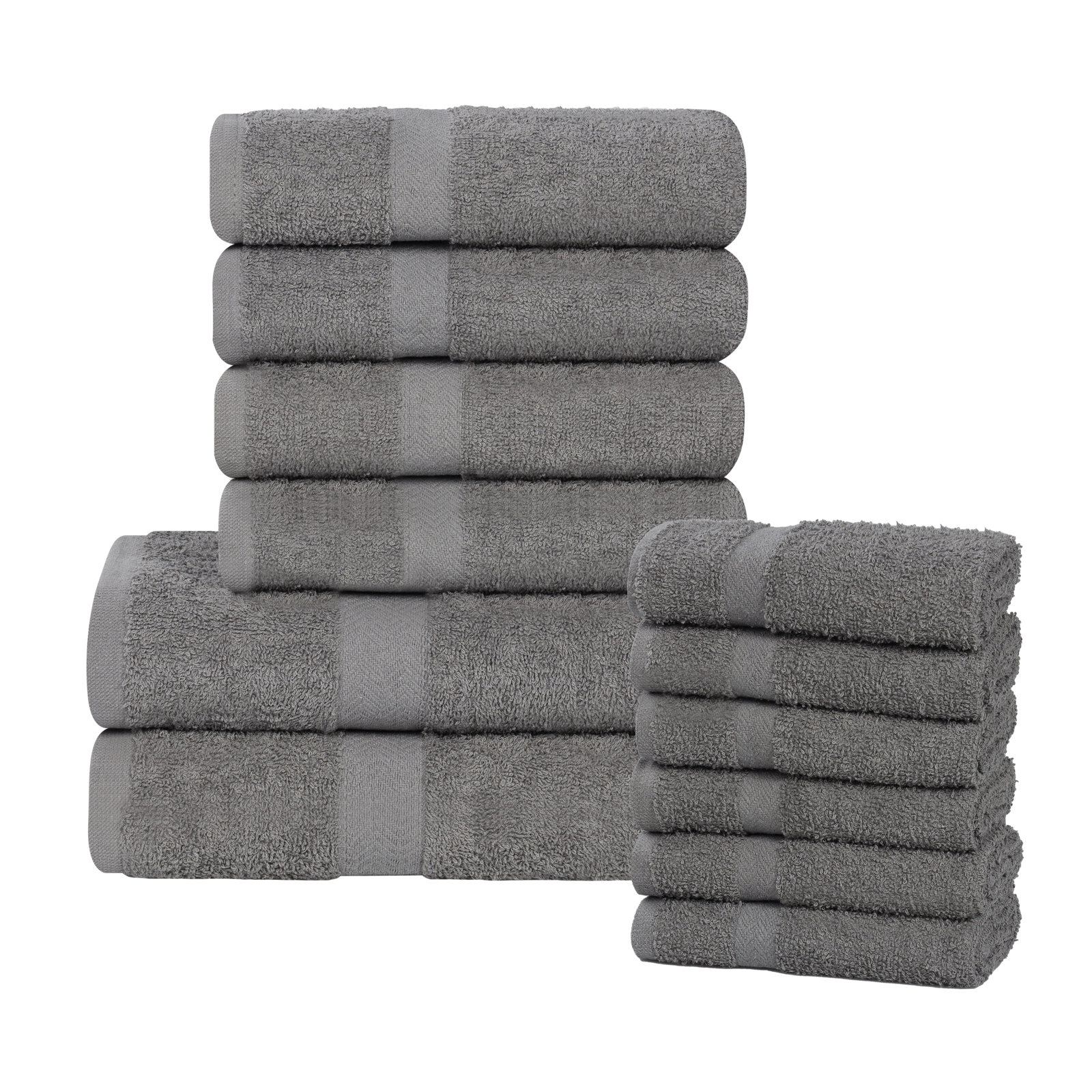 12-Piece Quick-Drying Cotton Towel Set, Charcoal