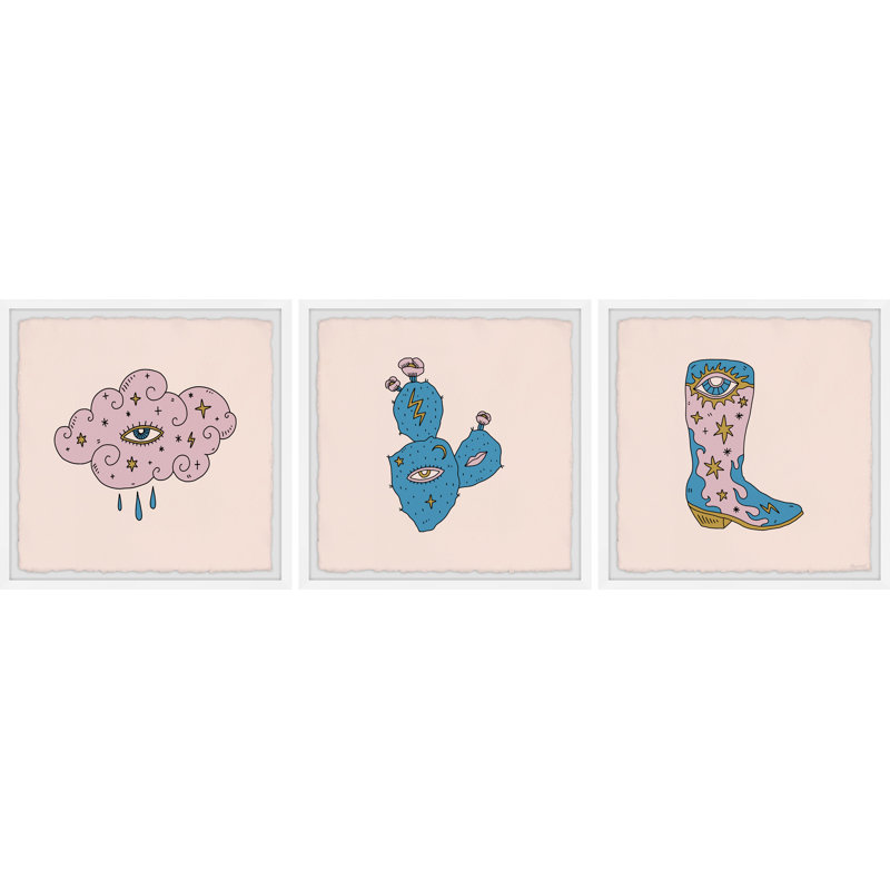 Parlier Desert Rain by Marmont Hill - 3 Piece Single Picture Frame Painting Set, 45''H x 45''W
