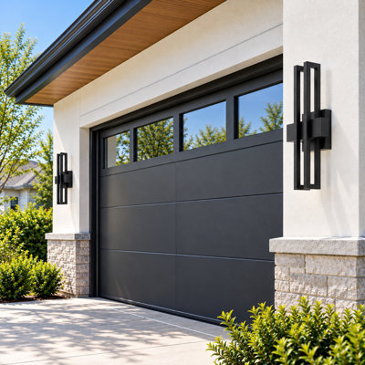 18 po Applique murale d'extérieur à DEL 2 x 10 W intégrée sable noir à intensité variable, intensité variable, 3000 K