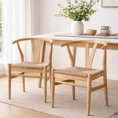Cera Dining Chair Set Of 2, Handwoven Rope, Wood