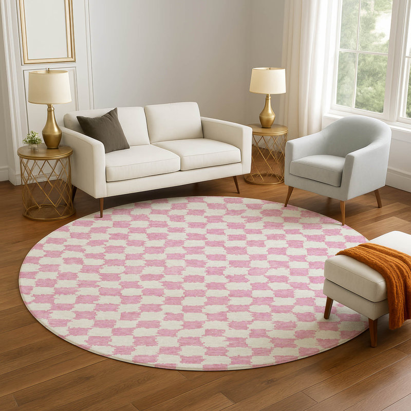 Premium Machine Washable Millbrook AMF1958 Geometric Rug, Round 8'