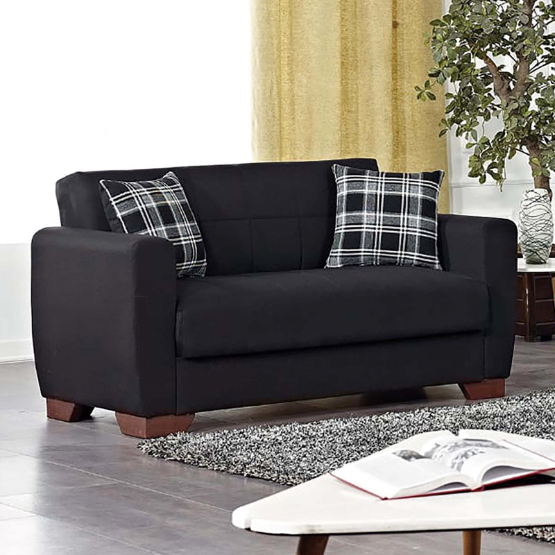 Collection avec revêtement noir. Élégant et fonctionnel. Tissu chenille. Convertir en canapé-lit. Petit espace. Poids de 600 lb. Rangement noir Lbs. Avant-gardiste. Idéal pour les espaces. Capacité