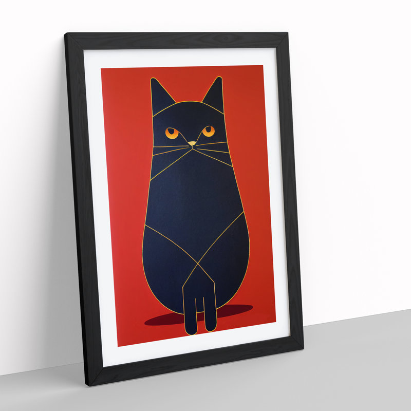 Modern Cat No.2 Abstract - Framed Print, Black Framed, 64cm H x 46cm W x 2cm D