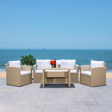 Curstin 5 - Person Wicker Patio Dining Set with Rectangular Table , Cushions Included