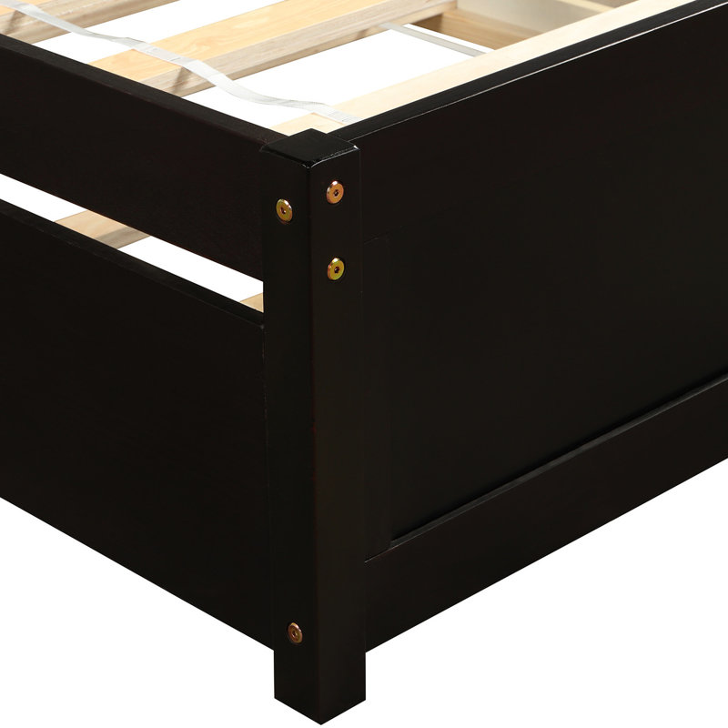 Lit plateforme simple avec lit gigogne - Fabrication en bois massif pour un repos confortable, décoration de chambre élégante et charmante