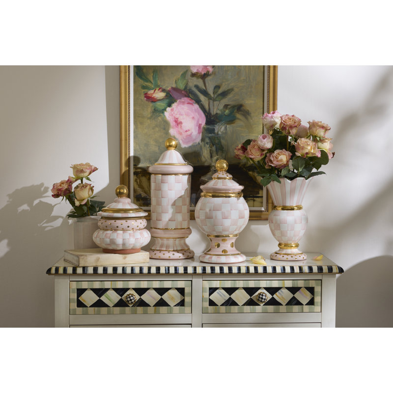 Rosy Check Ceramic Groovy Canister