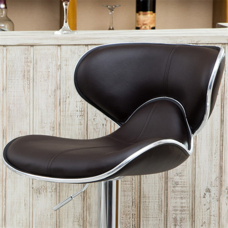 Ensemble de 2 tabourets pivotants réglables Masaccio avec base chromée Airlift, Marron foncé