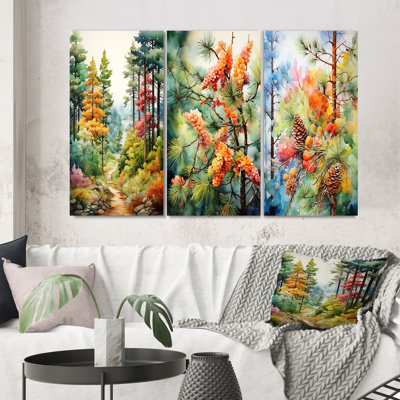 «Pine Tree Autumn Symphony», 3 pièces sur toile