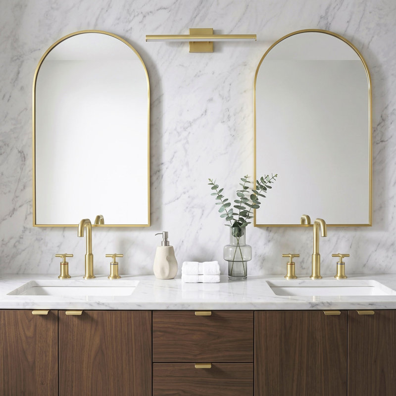 8" Solid Brass Widespread Bathroom Sink Faucet Double Handle Bathroom Faucet Primast, Brushed Gold