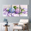 Fleurs d'hortensias sur toile de soie mauve, impression de style aquarelle (ensemble de 3)-621167928