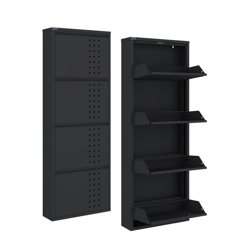 8 Pair Shoe Storage Cabinet, Dark Gray