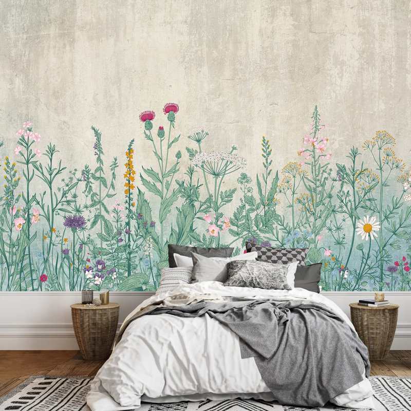 Abstract Floral Peel & Stick Border, 66" L x 96" W