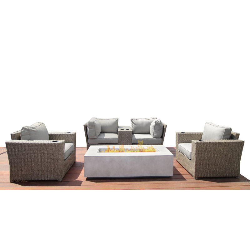 Athelene Wicker Fully Assembled 4 - Person Seating Group with Cushions