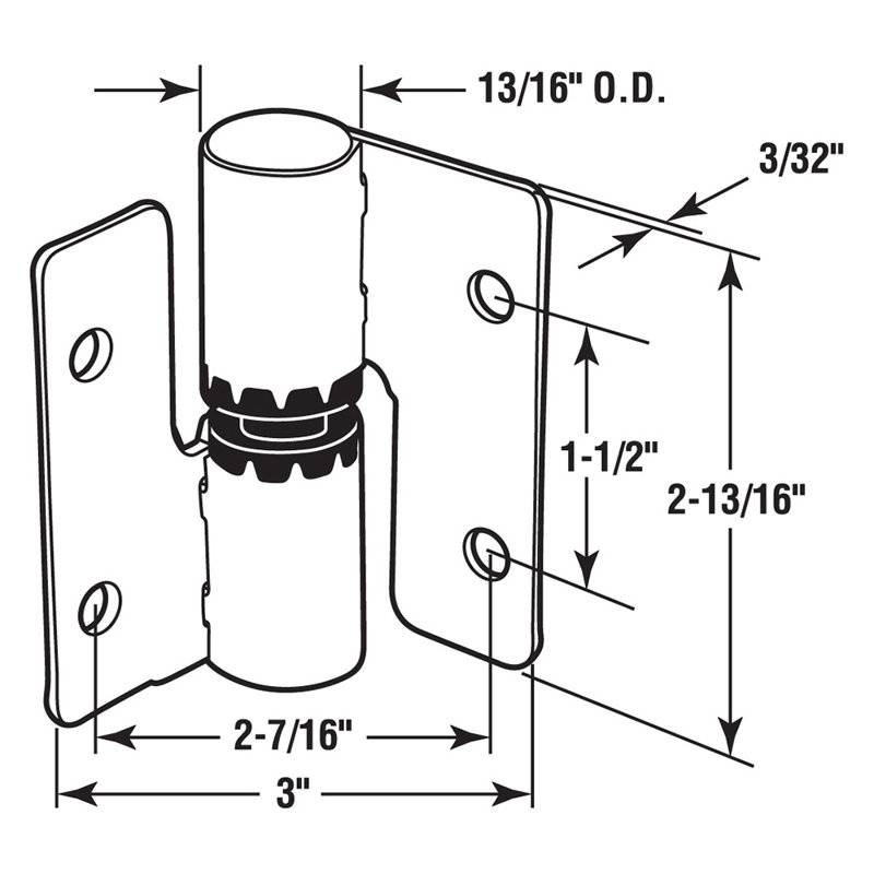Surface Mounted Hinge Set, RH-In/LH-Out,  With Fasteners, Stainless Steel