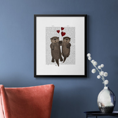 Otters Holding Hands Premium Framed Canvas - Ready to Hang