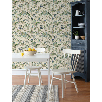 Brissac Floral 18' L x 20.5" W Peel and Stick Wallpaper Roll
