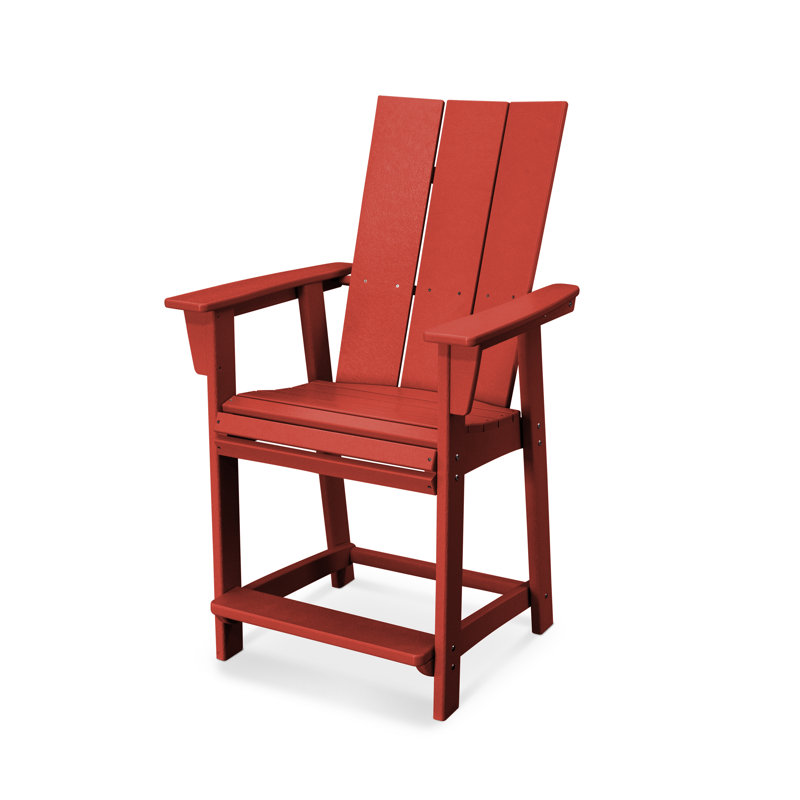 Chaise de comptoir POLYWOOD Adirondack, 23,28 po, Rouge coucher de soleil