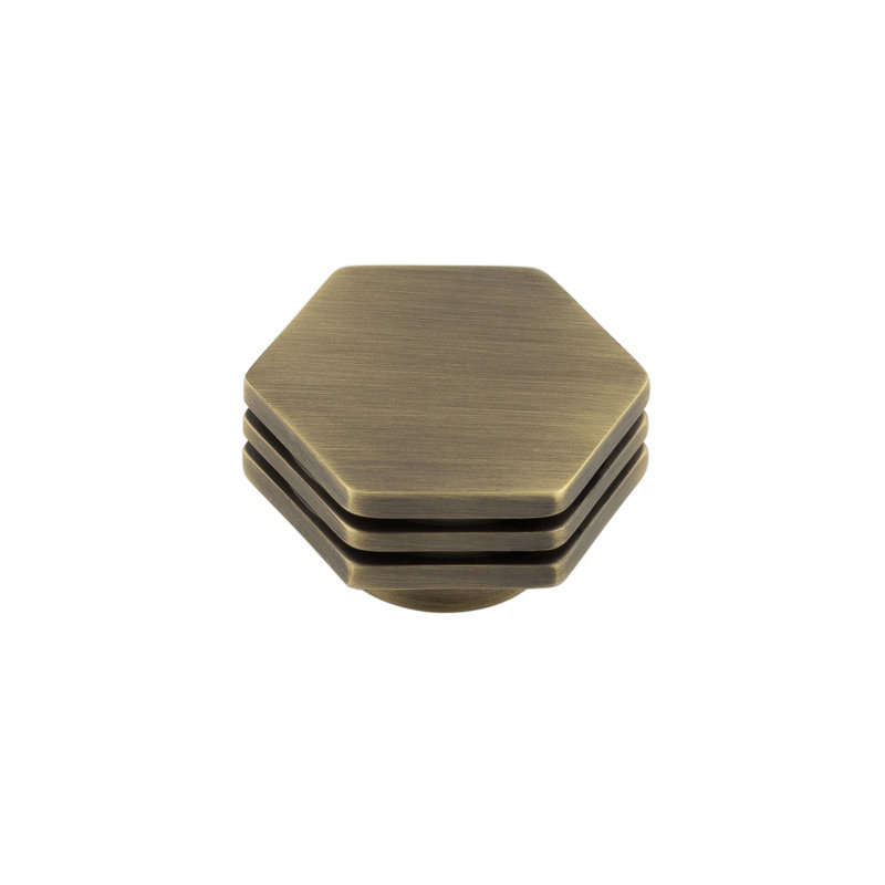 Hoxton 40mm Geometric Knob, Antique Brass