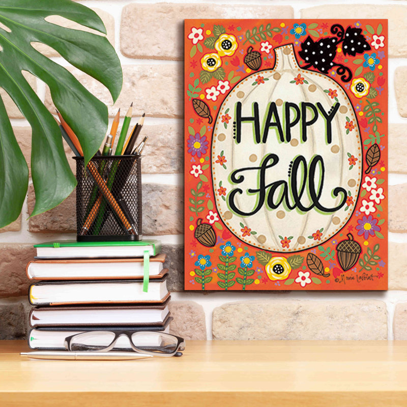 «Happy Fall Pumpkin» par Annie Lapoint, estampe numérique sur toile, H 16 po x l 12 po x P 0,75 po