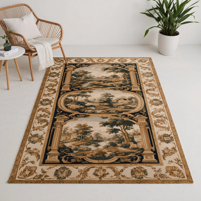 Tapis d'intérieur et d'extérieur brun français, Rectangulaire 3 pi x 5 pi