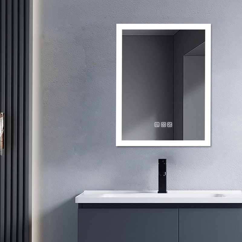 Miroir lumineux pour salle de bain 36 po x 28 po avec DEL, 5 minutes, 3 couleurs réglables