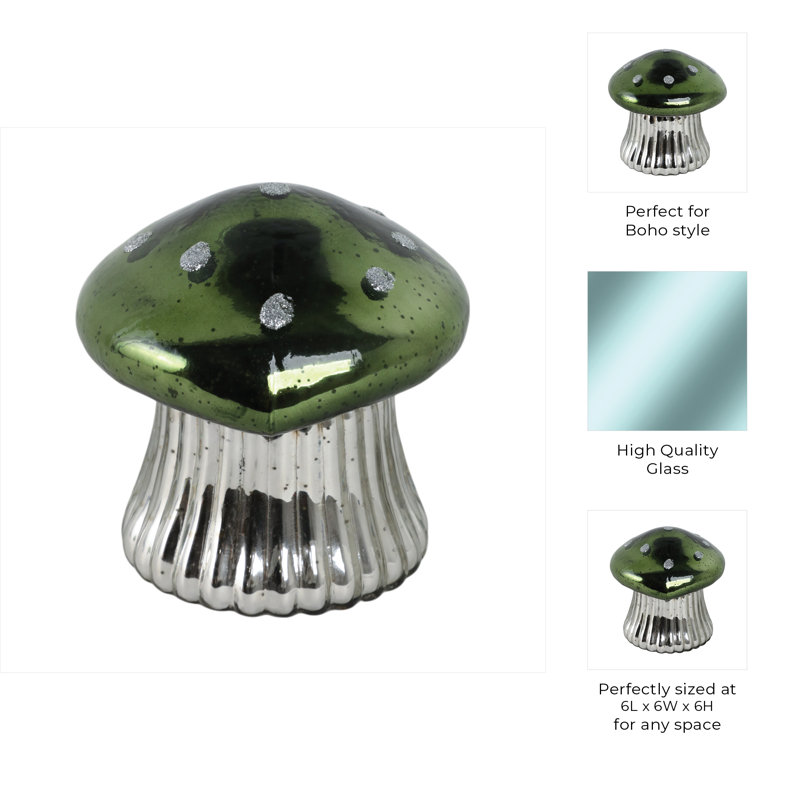 Sagebrook Home 6" 12 Oz Mushroom Candle, Green