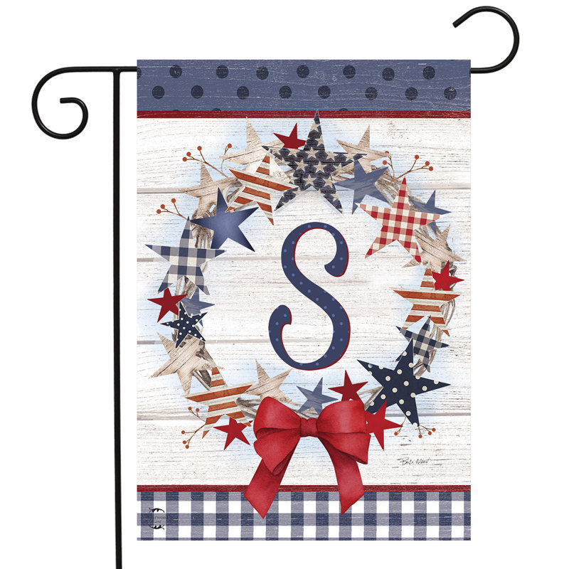 Drapeau de jardin American Wreath Monogram S
