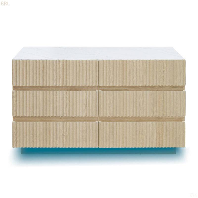 Fluted 6 Drawers Dresser ,Double Dresser Chest Of Drawers, 47.24" Modern Chest Of Drawers With LED ,Drawer Organizer For Bedroom, Living Room, Hallway