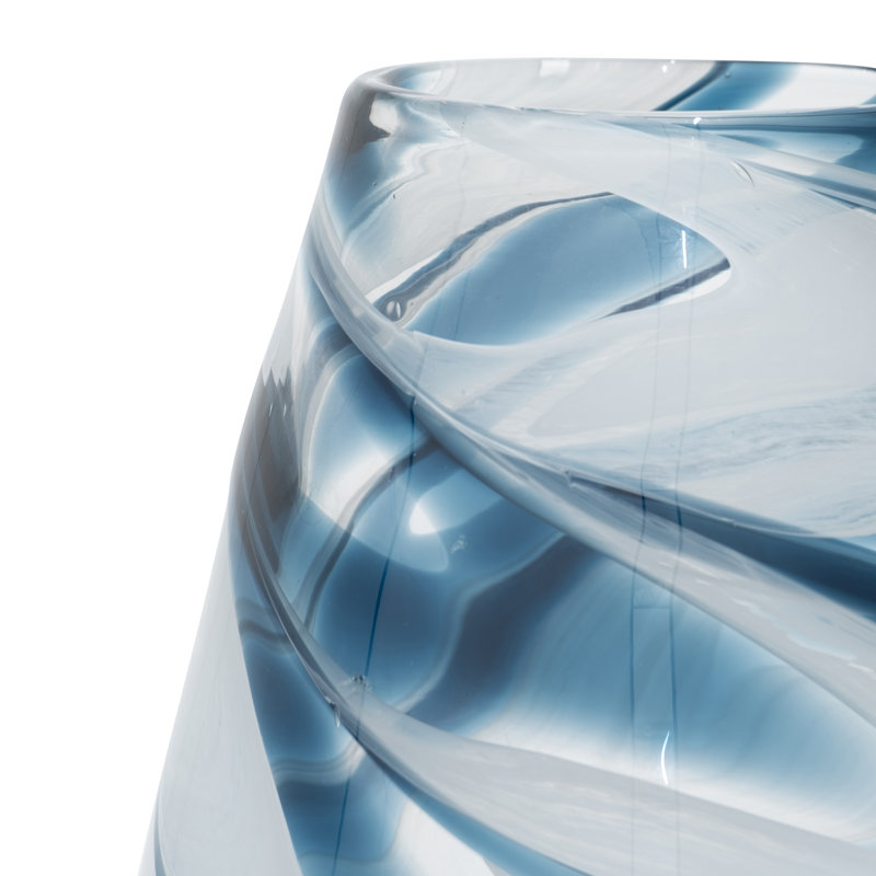 Catalina Coastal Blue Glass Swirl Vase, 17" H x 7" W x 7" D