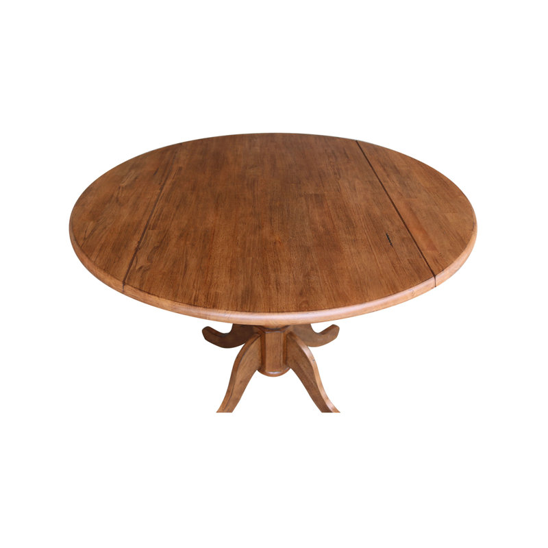 Philipston Extendable Round Solid Wood Dining Table, Distressed Oak, Distressed Oak