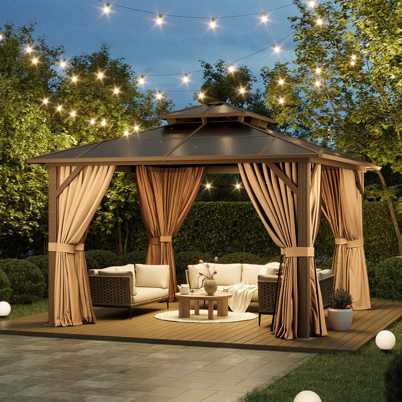 12 pi. L 12 pi. D Pavillon de jardin en aluminium