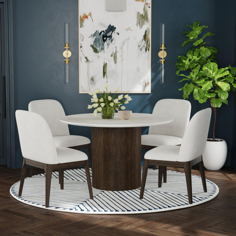  Chaise d'appoint de salle à manger Sutton avec tissu blanc brun foncé (2 par boîte)