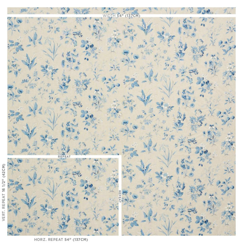 Floreana Fabric, Blue