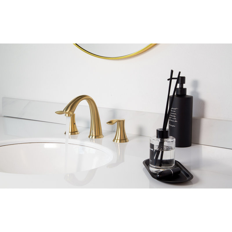 Widespread 2-Handle Bathroom Faucet with Drain Assembly, Brushed Gold