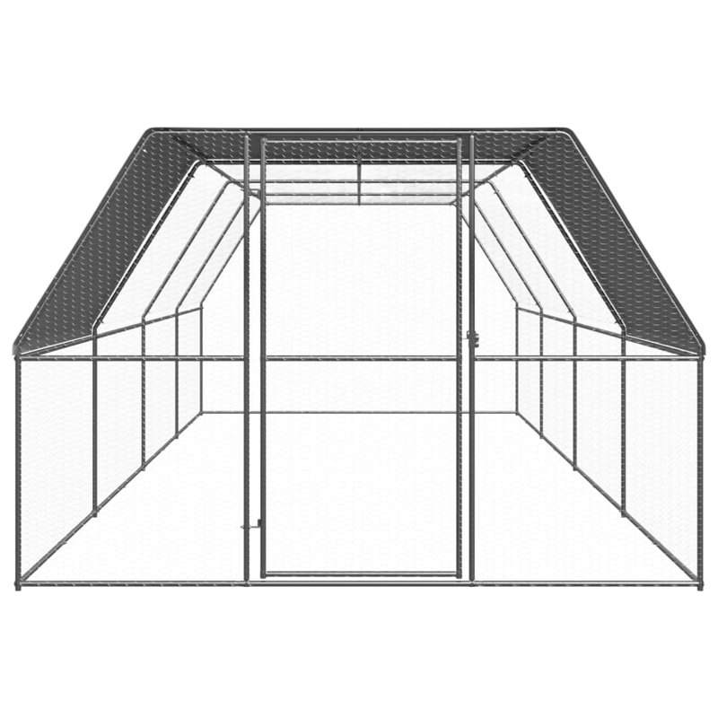 Cage à poules avec cage en acier galvanisé, 79" H x 118" W x 314" D, avec toit partiellement couvert