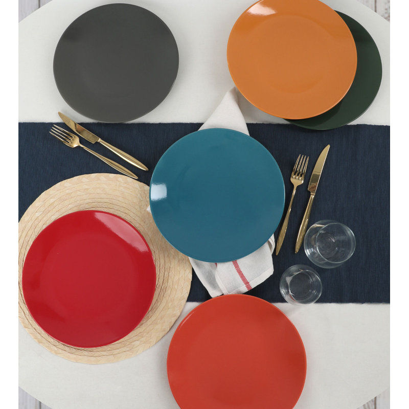 Ensemble d'assiettes de service de qualité supérieure (6 pièces), 100% céramique, 9,8 x 9,8 x 1,5 pouces | Antibactérien, résistant aux chocs thermiques, facile à nettoyer, va au lave-vaisselle et au micro-ondes | Parfait pour les repas et les réceptions élégants