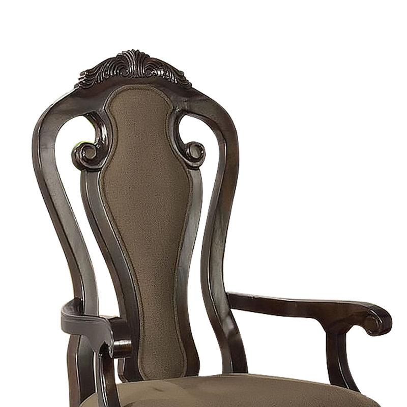 Chaise avec accoudoirs à dossier en tissu d'ameublement Galeene