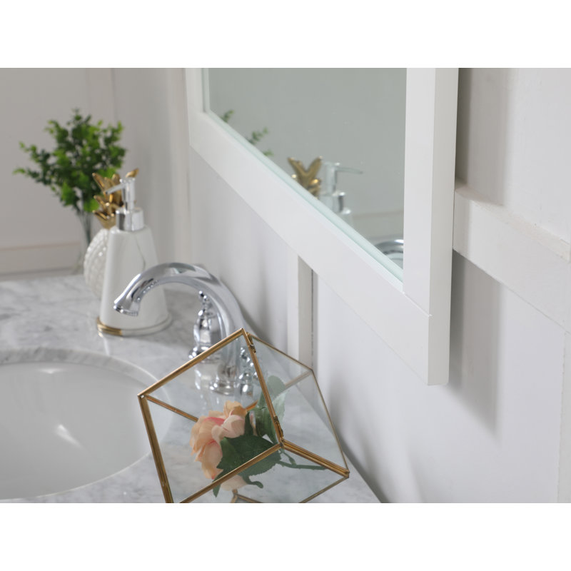 Metcalfe Solid And Engineered Wood Flat Wall Mirror, 36" x 36", White
