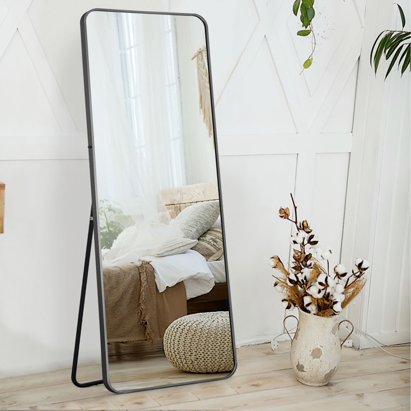 Miroir pleine longueur en métal Addiline H 64 po x l 21 po, Noir