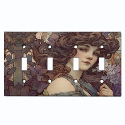 Copper Rust Patina Teal Print 4 - Gang Toggle Light Switch Standard Wall Plate