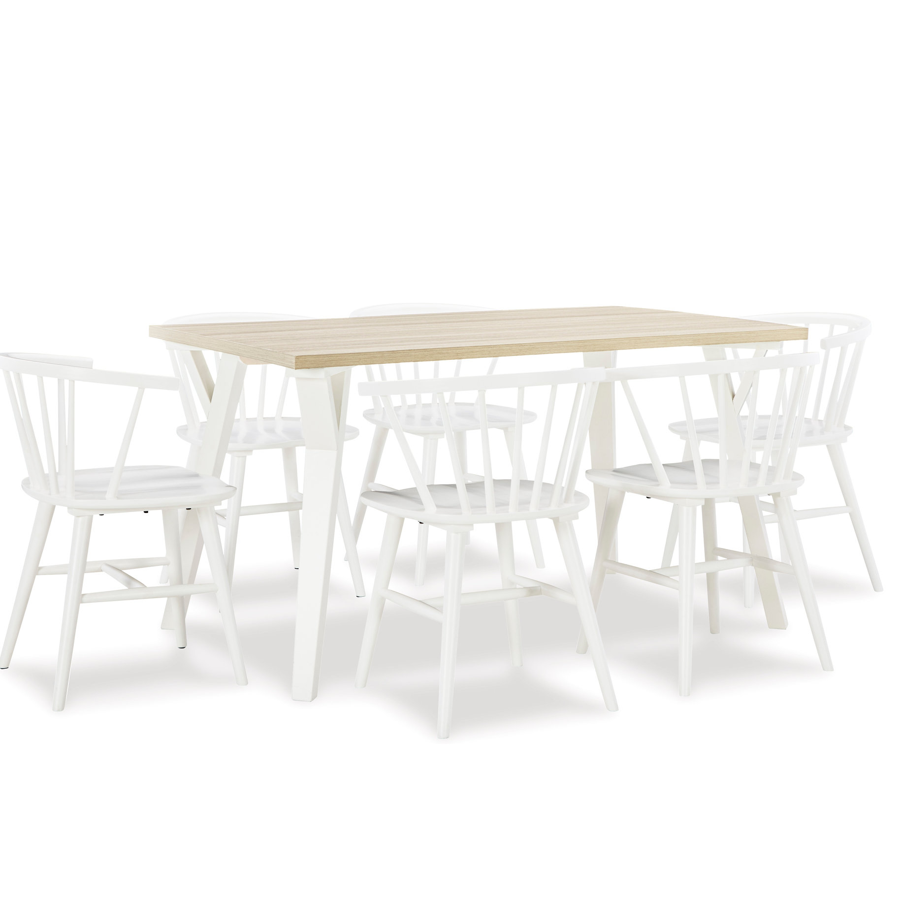 Latitude Run® White And Natural Wood 7 Dining Group - Rectangular Table ...
