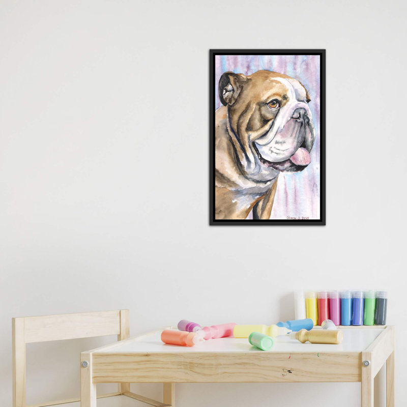 Décoration murale anglaise pour enfants, H 26 po x l 18 po x 1,5 po, Toile avec cadre noir patiné