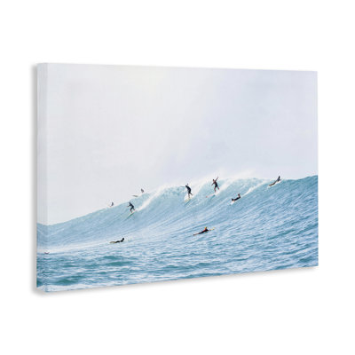 «Blue Wave Surfers», art mural sur toile par Sissi et Seb
