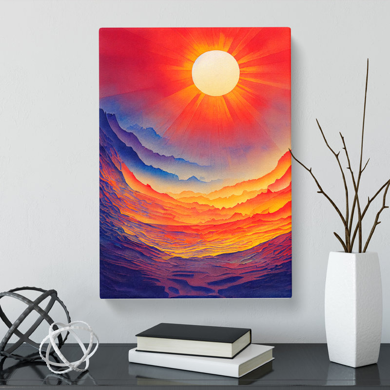 CAN-V0523-2790X Watercolour Sun Vol.1 - Wrapped Canvas Print, 50cm H x 35cm W