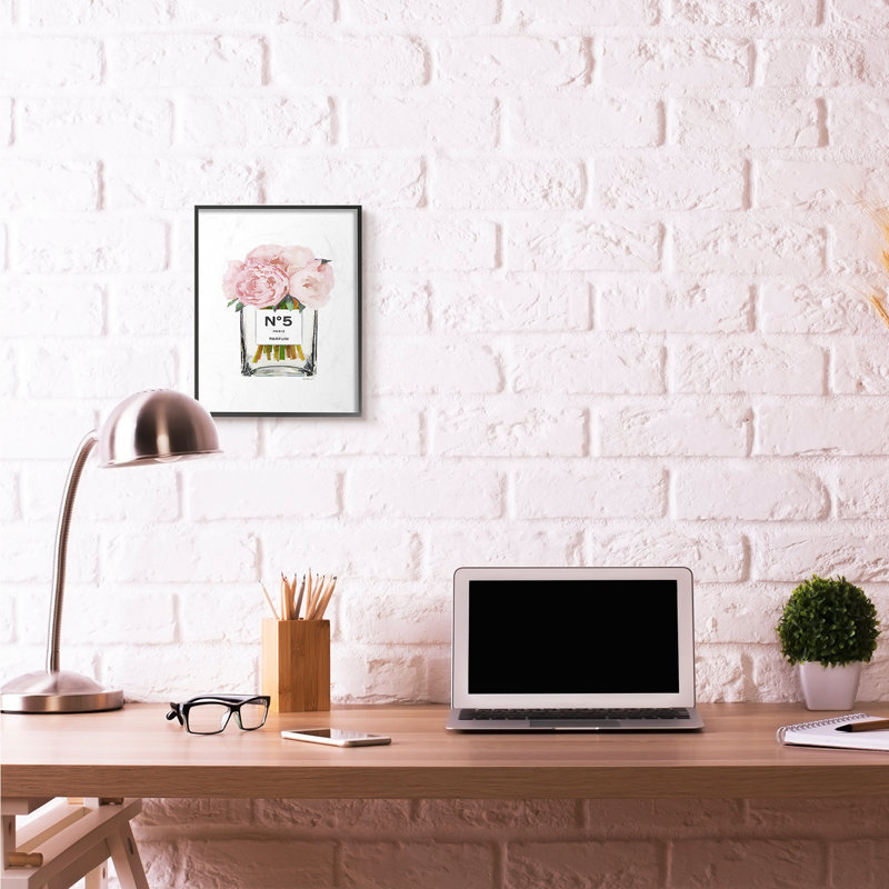 « mode motif fleur rose », impression sur toile, H 14 po x l 11 po, Giclée encadrée noir minuit