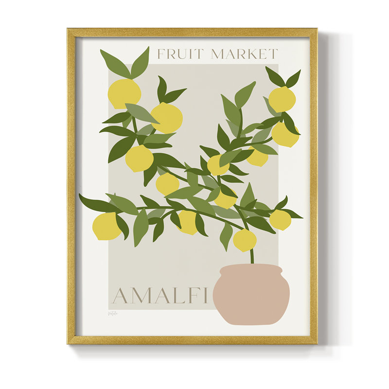Affiche Amalfi Lemon, reproduction encadrée - bois massif, H 11 po x l 9 po, Doré
